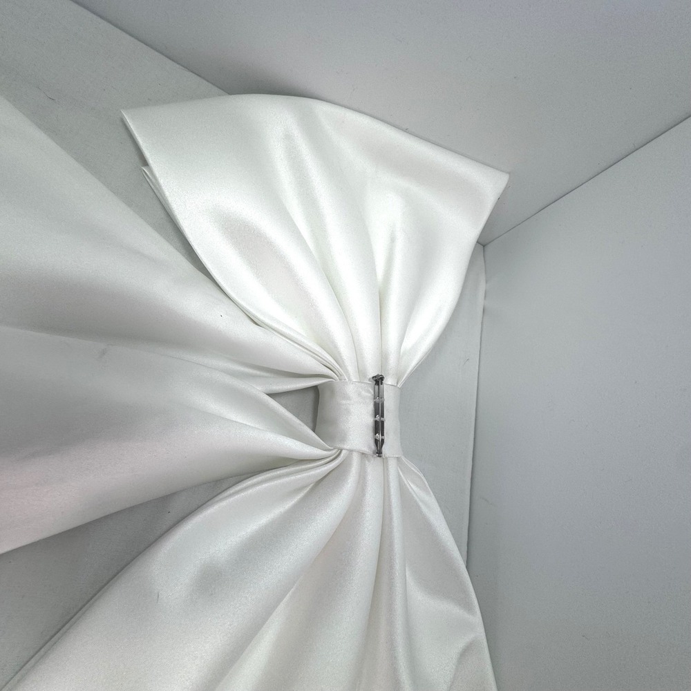 Oversized White Satin Bridal Bow Dress Embellishment Hair Accessory 14x24 Inch - Picture 5 of 8